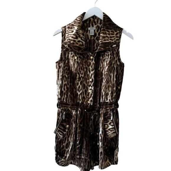 Cache Silk Leopard Animal Print Romper SZ S #2106 - Picture 2 of 16
